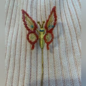 Butterfly stick pin  wings flicker